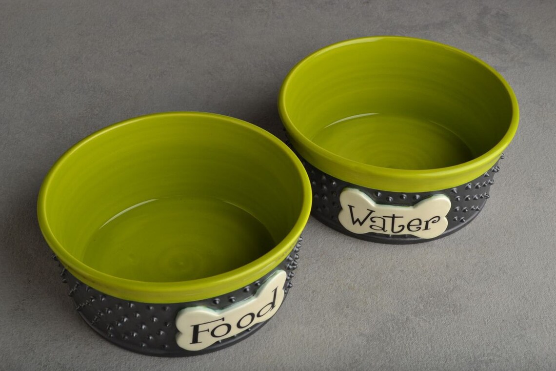 Dog Bowl Set Personalized Made To Order Spiky Dog Bowls by Etsy