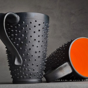 Tall Spiky Coffee Mug Made To Order Dangerously Spiky Travel Coffee Tea Mug Cup by Symmetrical Pottery image 4