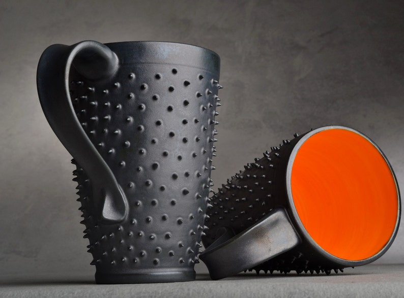 Tall Spiky Coffee Mug Made To Order Dangerously Spiky Travel Coffee Tea Mug Cup by Symmetrical Pottery image 4