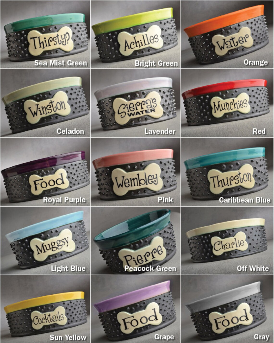 Personalized Slow Feeder Dog Bowl Single Spiky Ceramic Pet Etsy