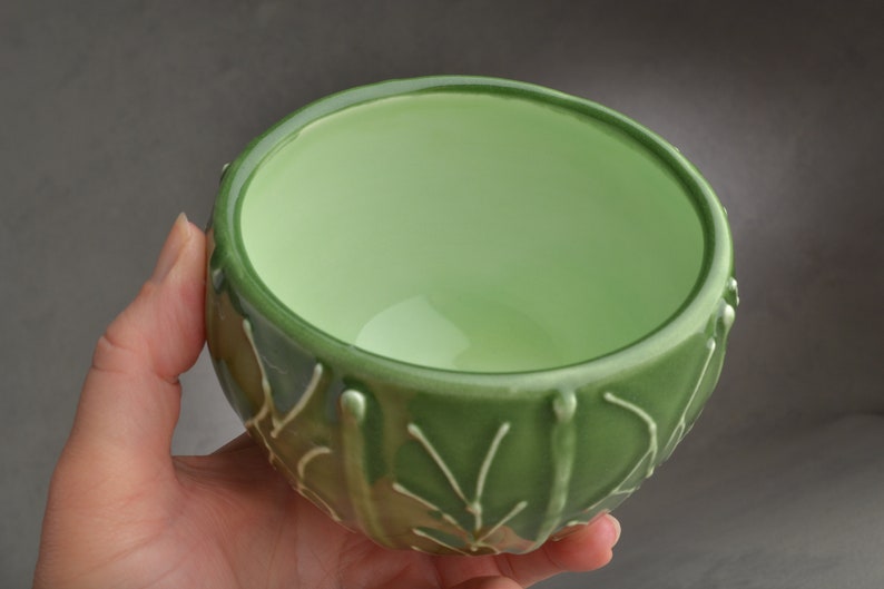 Soup Bowl Jade Green Ice Cream Cereal Bowl by Symmetrical Pottery image 2