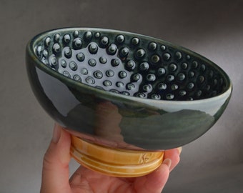 Shaving Bowl Made To Order Dark Green Dottie Shaving Bowl by Symmetrical Pottery