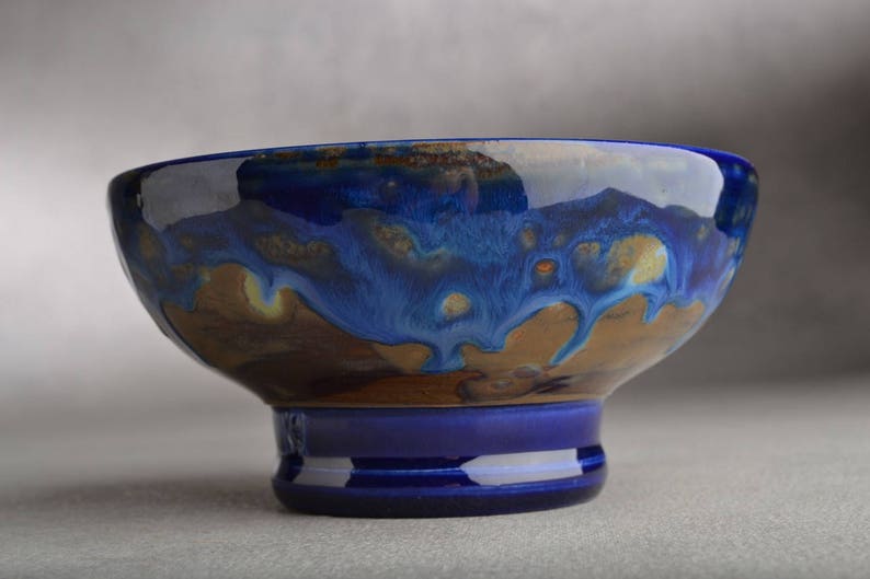 Bol de rasage fait sur commande Bleu foncé Starry Night Dottie Bol de rasage par Symetrical Pottery image 4