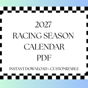 Calendario de carreras de aceleración 2027 Planificador de carreras y deportes de motor Calendario de carreras imprimible
