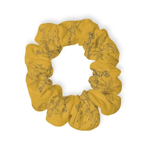 Chic Yellow Floral Scrunchie | Hair Accessory, Gift for Her, Fashion Hair Tie, Summer Style, Eco-Friendly Scrunchie