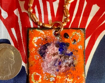 Inner Core 1 Enameled Copper Pendant Necklace
