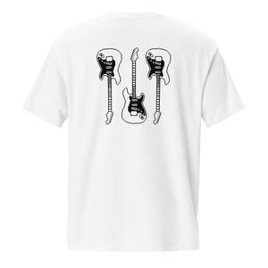 Stratocaster Unisex pocket T-shirt, Electric Guitar Pixel Art Shirt, Guitarist pocket shirt, Musician Art T-Shirt