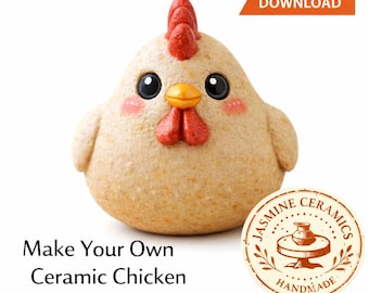 Escultura de gallina de cerámica hecha a mano, modelo decorativo 3D (descarga digital)