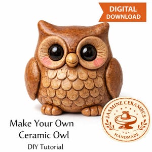 Handmade Ceramic Owl Sculpture, Decorative 3D Model (Digital Download)