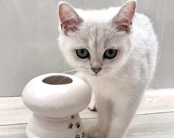 Gepersonaliseerde waterbak voor katten: handgemaakt keramiek, minimalistisch ontwerp