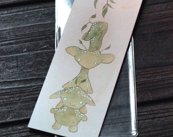 Green Fairy Bookmark, Forest Leaflings Bookmark, Fantasy creatures, Forest Creature Artwork, Watercolor art, Fairytale Book marker tassel