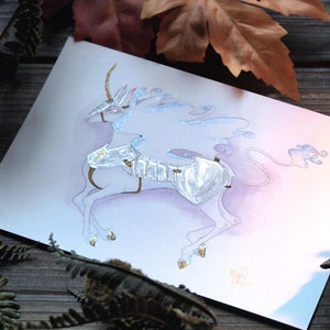 Armor Unicorn Medieval Fantasy Fairy Tale Watercolor Artwork *MISPRINT* 5 inches by 7 inches