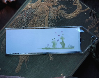 Fairy Hearts Bookmark, Forest Leaflings Book marker, Fantasy creatures, Forest Creature Artwork, Watercolor art, Fairytale Bookmark tassel