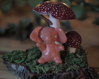 Fairy Clay Sculpture, Amanita Mushroom Fantasy Figurine