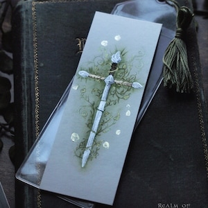 Flower and Sword Bookmark, Medieval Fantasy Art image 1