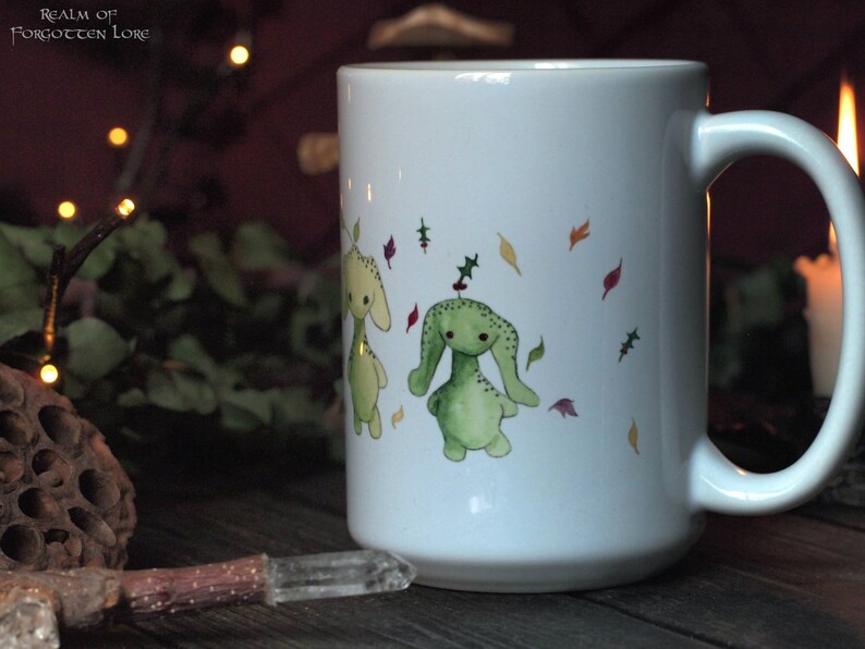 Rainbow Fairy Mug, Rainbow Leaflings art, watercolor artwork, White ceramic mug, Coffee cup, Tea cup, Fairytale Forest Sprite, 11oz or 15oz image 10