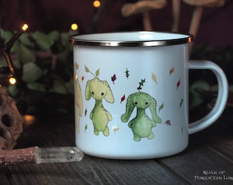 Rainbow Fairy cup, Rainbow Leaflings camper mug, Fairytale enamel Novelty mug, Watercolor coffee mug, Retro tea cup, Forest Sprite cup 12oz