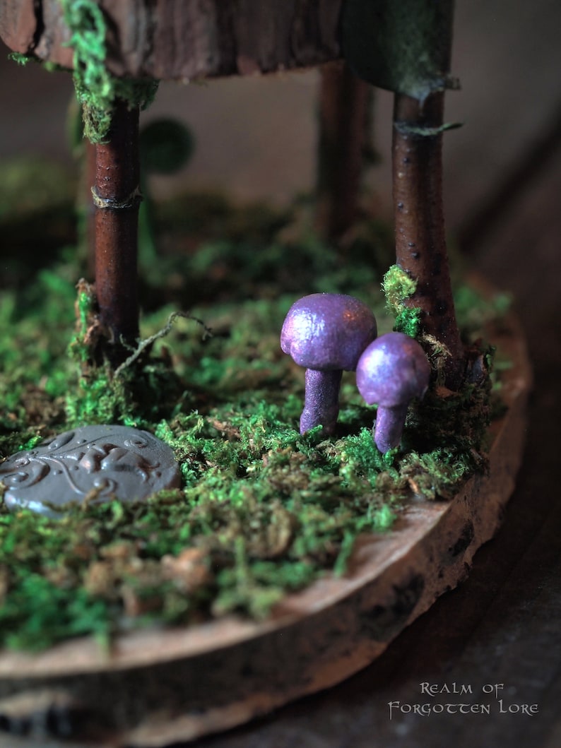 Purple Fairy Garden Chair Set, Faerie Chair sculpture, Fae Garden teatime image 7