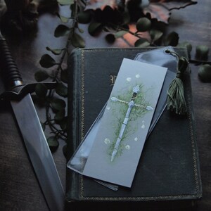 Flower and Sword Bookmark, Medieval Fantasy Art image 2