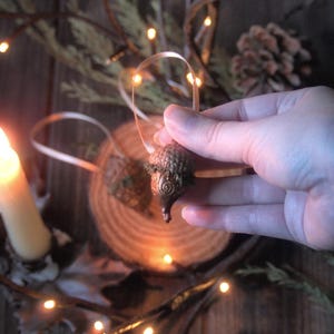 Fairy Acorn Clay Ornament Yule Christmas Gift Fantasy Winter Whimsical Home Decor