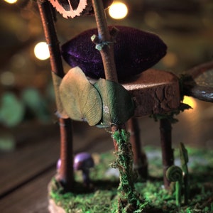 Purple Fairy Garden Chair Set, Faerie Chair sculpture, Fae Garden teatime image 4