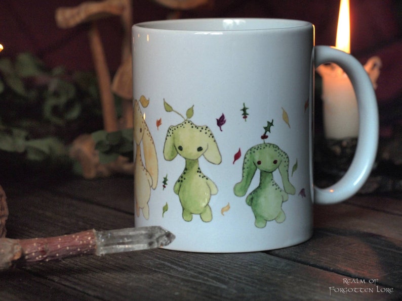 Rainbow Fairy Mug, Rainbow Leaflings art, watercolor artwork, White ceramic mug, Coffee cup, Tea cup, Fairytale Forest Sprite, 11oz or 15oz image 5