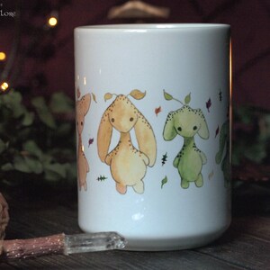 Rainbow Fairy Mug, Rainbow Leaflings art, watercolor artwork, White ceramic mug, Coffee cup, Tea cup, Fairytale Forest Sprite, 11oz or 15oz image 8