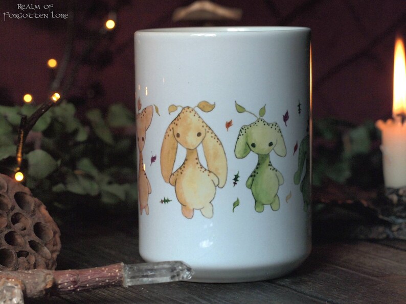 Rainbow Fairy Mug, Rainbow Leaflings art, watercolor artwork, White ceramic mug, Coffee cup, Tea cup, Fairytale Forest Sprite, 11oz or 15oz image 8