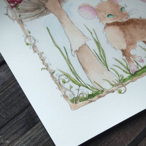 Mushroom Mouse art, Red Amanita watercolor, Fairytale Scene, Woodland Life artwork, Giclee Print, Folk Tale Illustration, Fly Agaric Fungi image 6
