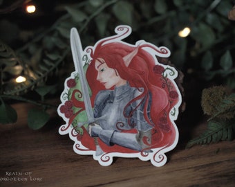 Fairy Knight Sticker, Medieval Fantasy art sticker