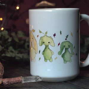 Rainbow Fairy Mug, Rainbow Leaflings art, watercolor artwork, White ceramic mug, Coffee cup, Tea cup, Fairytale Forest Sprite, 11oz or 15oz image 9