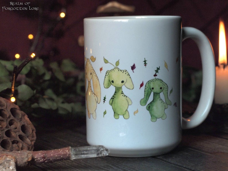 Rainbow Fairy Mug, Rainbow Leaflings art, watercolor artwork, White ceramic mug, Coffee cup, Tea cup, Fairytale Forest Sprite, 11oz or 15oz image 9