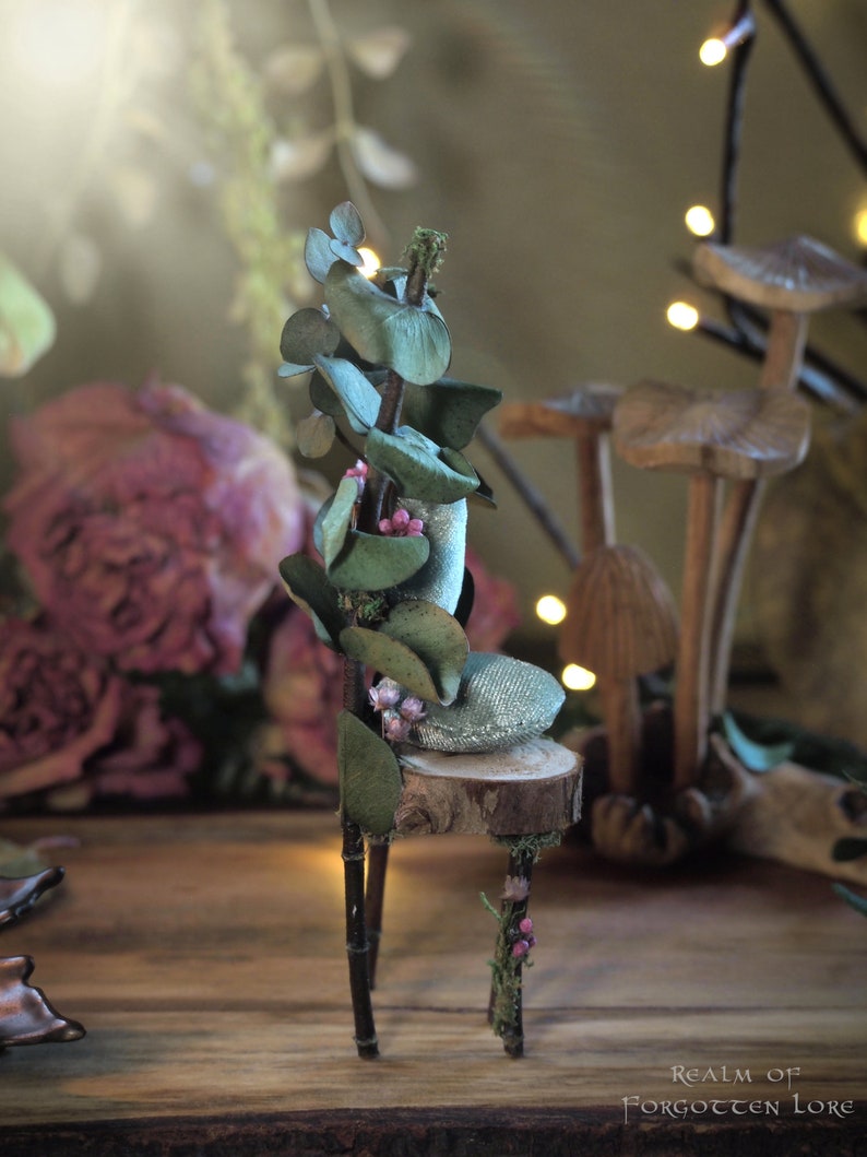 Spring Fairy Chair Light Green, Faerie Furniture Fantasy Home Decor, Fae Garden Chairs image 4