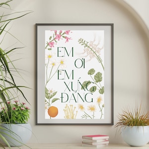 Vietnamese Art| Poster Vietnamese| Affirmation Vietnamese Posters | Yeu Em shop Vietnamese Art Decor| Vietnamese Gift for Viet girlfriend