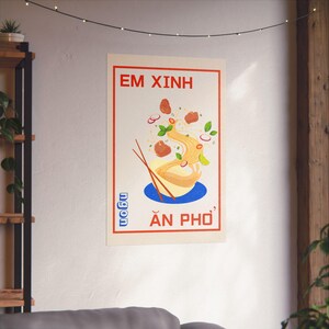 Vietnamese Food wall art |Vietnamese Funny Art| Pho Noddles Art Vietnamese Poster | Yêu Em shop decor| Inspiring Vietnamese Art