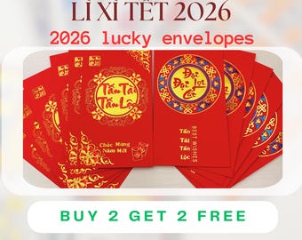 Vietnamese Lucky Money Envelopes | Red Lì Xì Tết Set