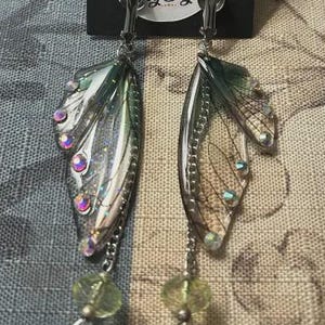 Green Clip-on Butterfly Wing Earrings