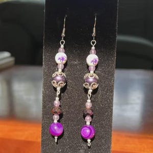 Purple Porcelain Dangle Earrings