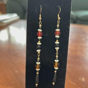 Red and Black Buffalo Bone Bead Earrings