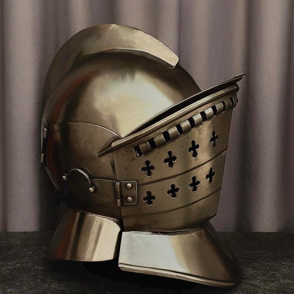 Medieval Renaissance Burgonet Helmet – 16th Century Knight Armor Replica Medieval Burgonet Helmet – Handcrafted Steel Warrior Helmet