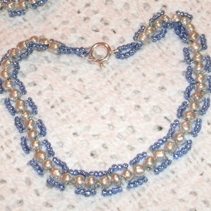 Blue and Silver Sead Bead Hand Woven Bracelet image 1