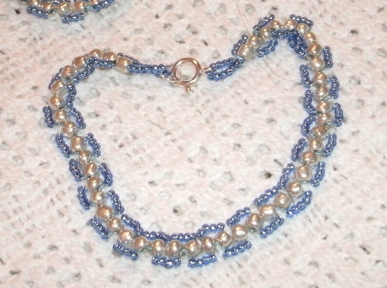 Blue and Silver Sead Bead Hand Woven Bracelet image 1