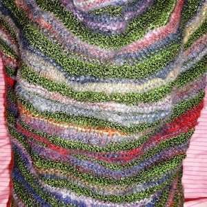 Forest Fae Elven Green and Multi Color Hand Knit Shoulder Shrug, Caplette, Cowl, Shrug