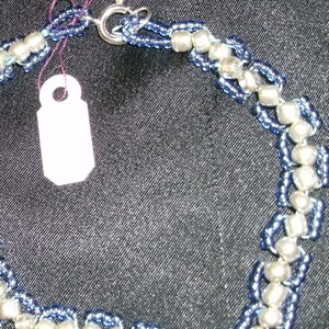 Blue and Silver Sead Bead Hand Woven Bracelet image 2