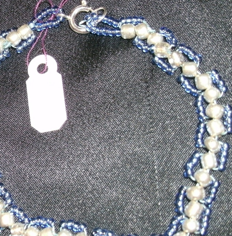Blue and Silver Sead Bead Hand Woven Bracelet image 2