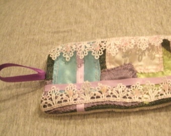 Denim, Lace, Fabric, Bracelet, Wristlet, Embroidered, Handmade, Sewn, Soft Cuff