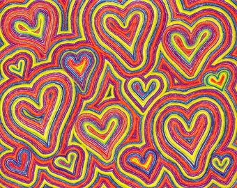 Hearts Art 2 AMOR Corazón Color Lápiz Bellas Artes Impresión Mate