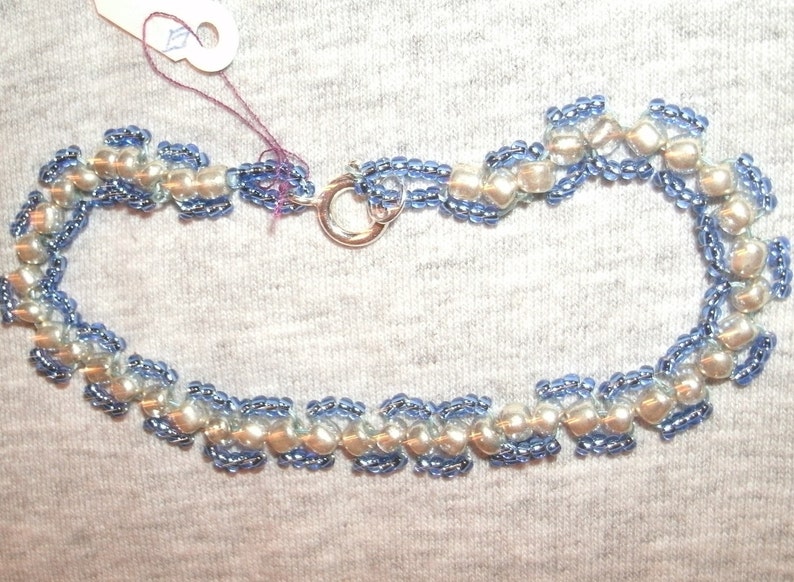 Blue and Silver Sead Bead Hand Woven Bracelet image 3