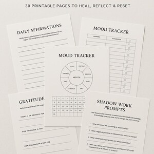 Self Care and Mindset Journal Bundle – 30 Page Printable PDF – Daily Affirmations, Mood Tracker, Shadow Work, Mental Health Planner