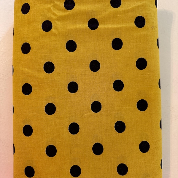 Vintage Fabric, Black Polka dot With Mustard Color Background, 3 Plus Yards